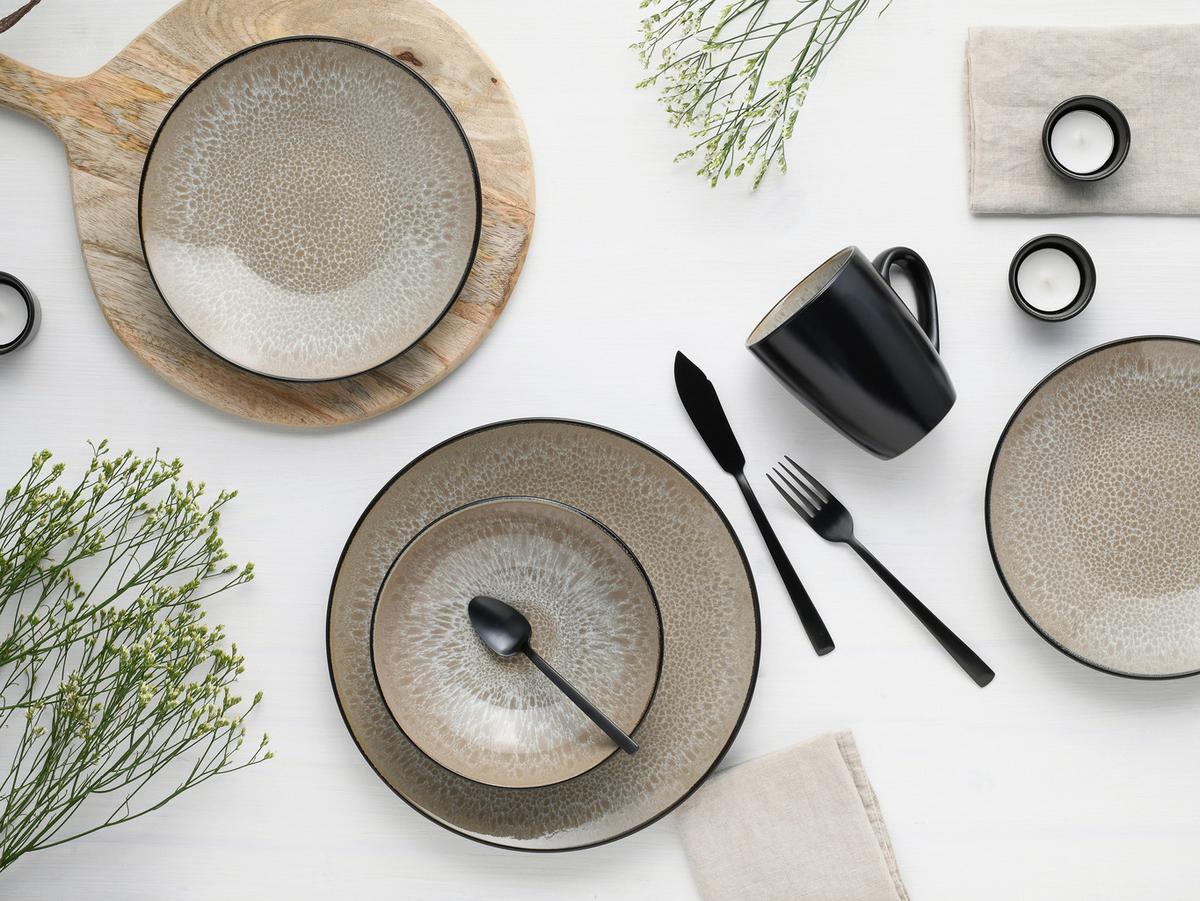 Kombinirani Servis Malmö, 16-Delni - črna/bež, Basics, keramika - Creatable
