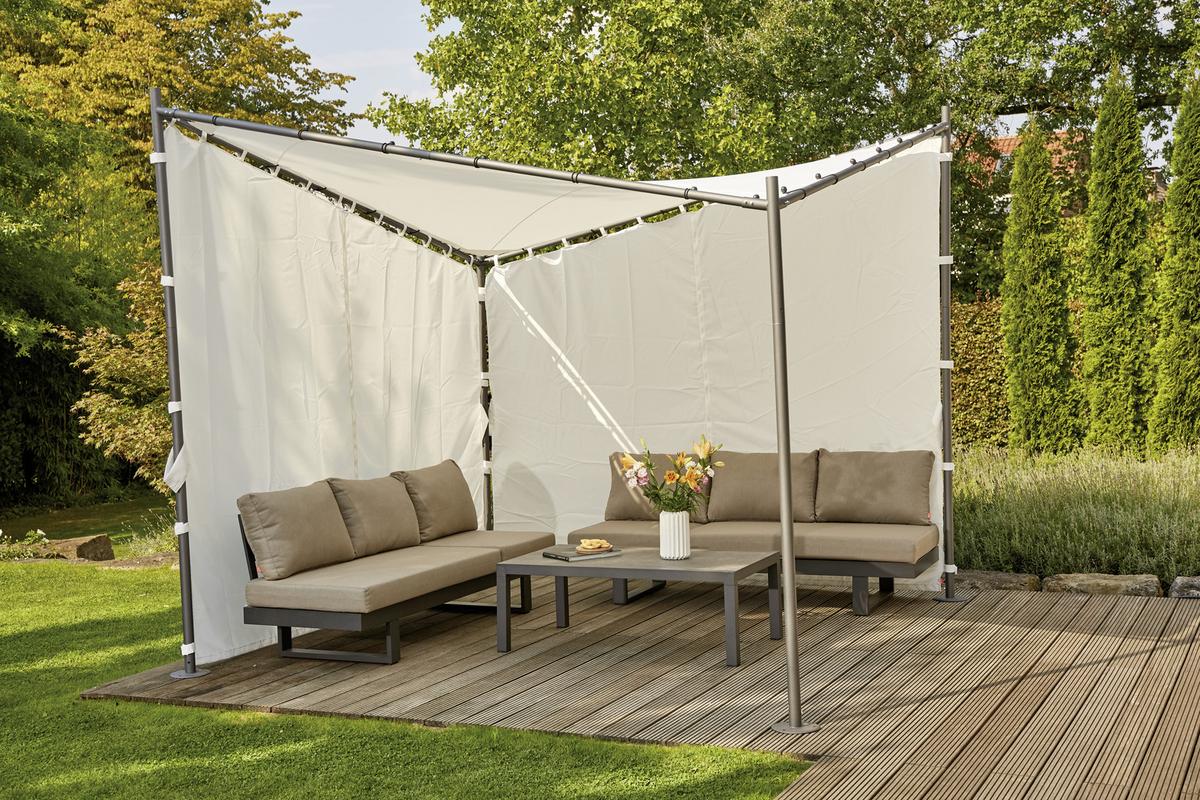 Pavillon-Seitenteil Berlino B: 300 cm, 2-tlg. - Weiß, KONVENTIONELL, Textil (300/256cm) - Siena Garden