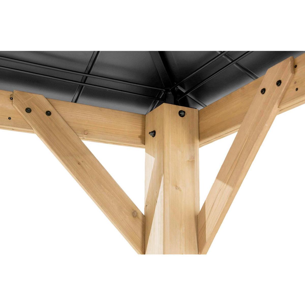 Pavillon Gazebo Pirin Anthrazit Echtholz - Anthrazit, Basics, Kunststoff/Metall (336/287/336cm) - Modante