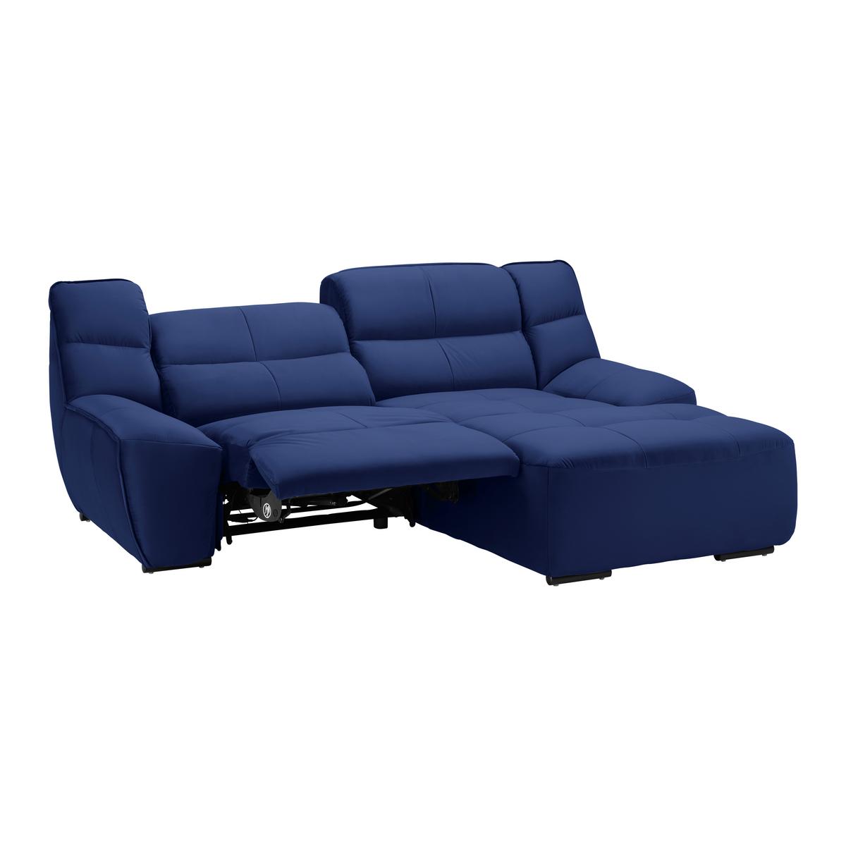 Wohnlandschaft Wega Blau Samt mit Relaxfunktion - Blau, MODERN, Textil/Metall (220/88/165cm) - Bessagi Home