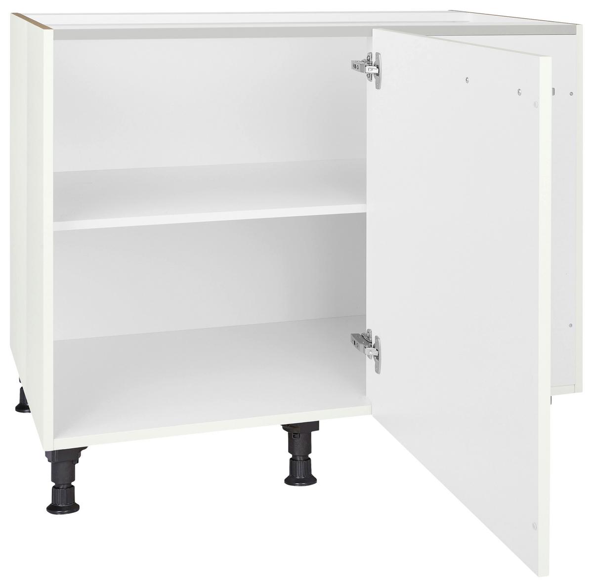 Eckunterschrank Flash Weiß Hochglanz - Edelstahlfarben/Weiß Hochglanz, MODERN, Holzwerkstoff/Metall (125/87/65cm) - Nobilia