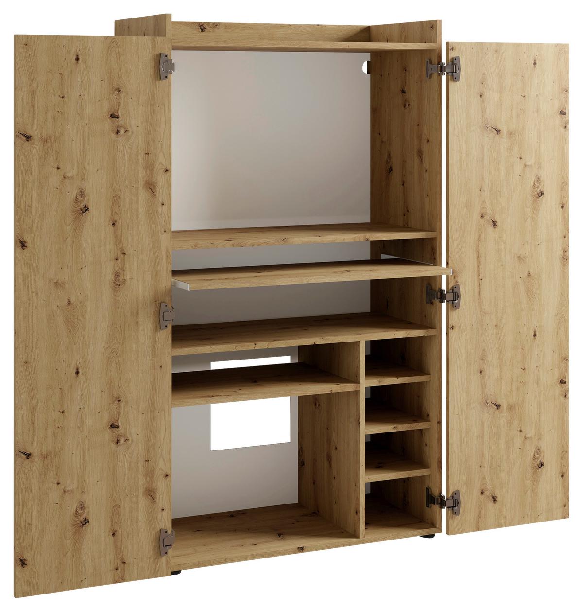 SEKRETÄR JANNE - Schwarz/Eiche Artisan, MODERN, Holzwerkstoff/Kunststoff (80/40/141cm) - MID.YOU