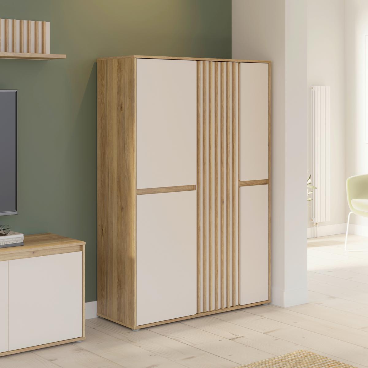 Komoda Eliston - siva/boje hrasta, Natur, drvni materijal/plastika (109,3/161,7/41,5cm) - Modern Living