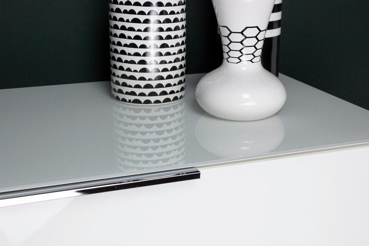 Kommode Oakland in Weiss - Weiss/Silberfarben, Modern, Glas/Holzwerkstoff (83/102/42cm) - Premium Living