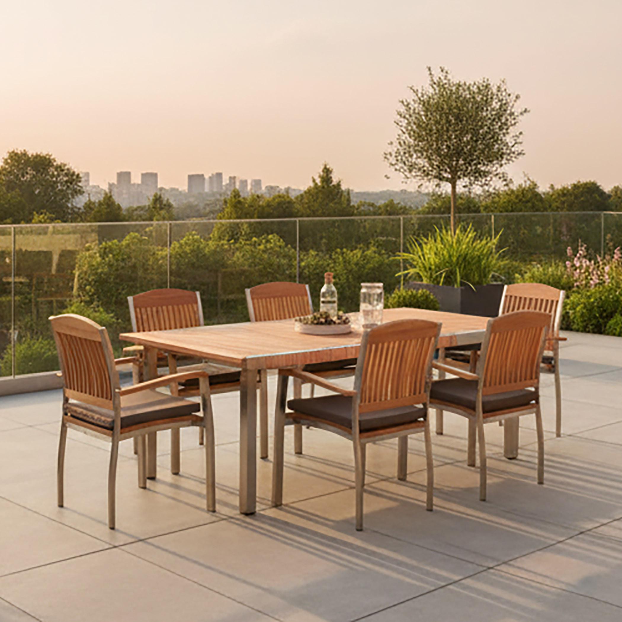 GARTENSET KEROS - Silberfarben/Braun, MODERN, Holz/Textil - Gardenson