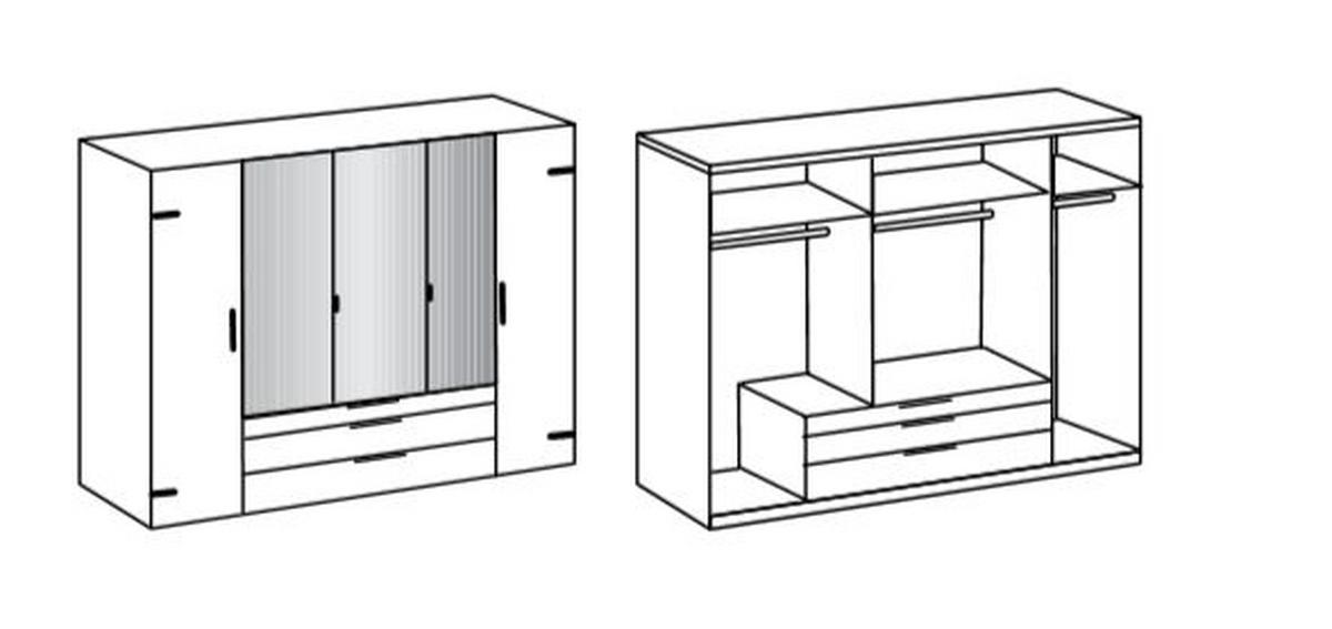 DULAP USI ROTATIVE DETROIT - culoare lemn stejar/grafit, Basics, material pe bază de lemn (250/216/58cm) - Modern Living