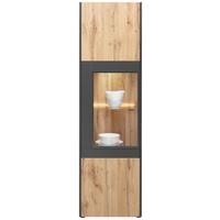 Vitrine in Eiche-/Schieferfarben - Schieferfarben/Eichefarben, MODERN, Glas/Holzwerkstoff (56/196/40cm) - Premium Living