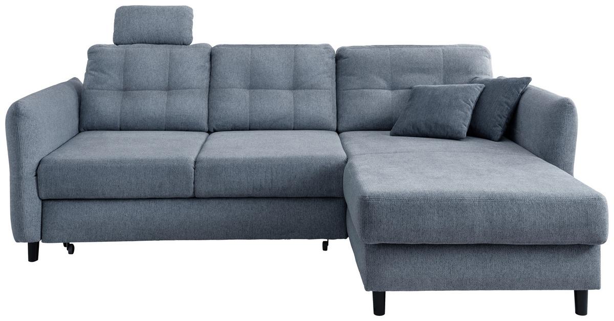 Wohnlandschaft Brizzini Hellblau Chenille - Blau/Schwarz, MODERN, Holz/Textil (250-280/176cm) - Livetastic