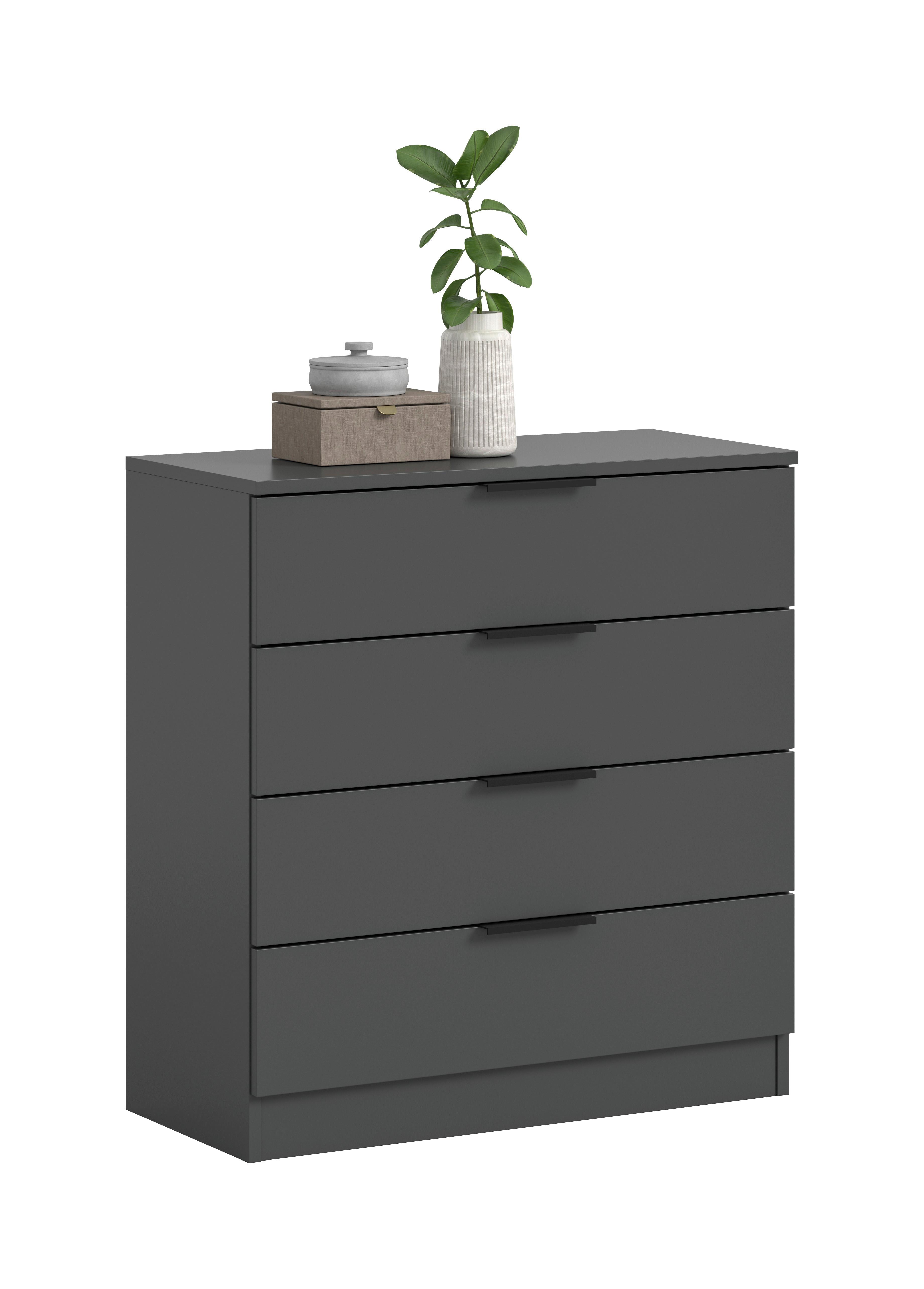 Kommode Kopenhagen Anthrazit - Anthrazit/Schwarz, Design, Holzwerkstoff/Kunststoff (74/80/35cm) - Livetastic