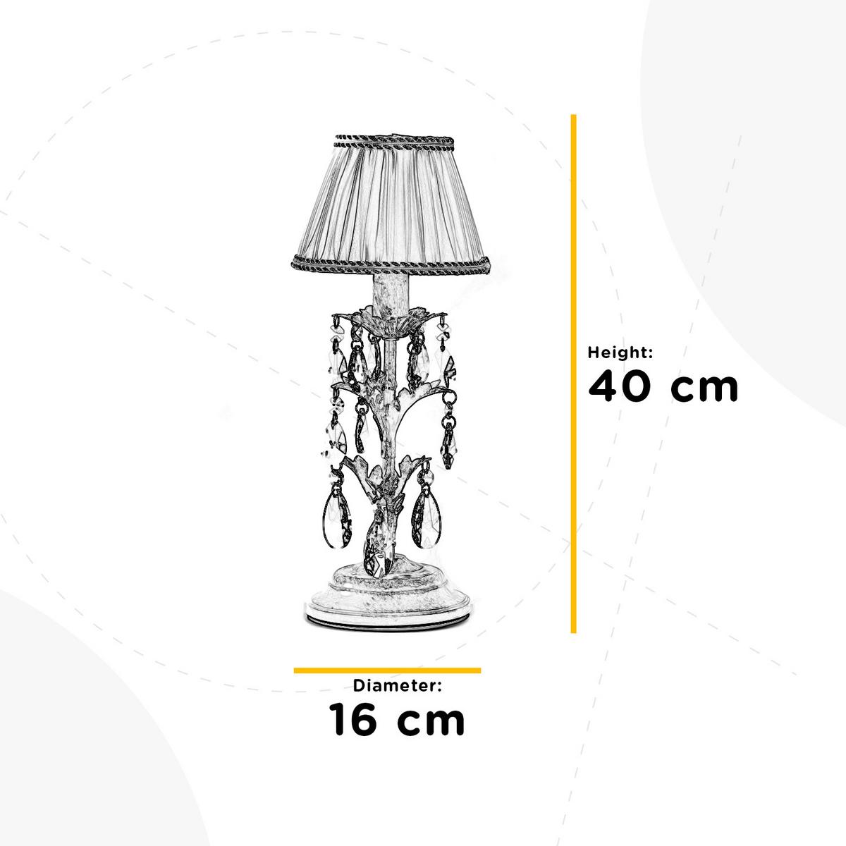 Kristall-Tischleuchte Karen Weiß max. 6 Watt - Weiß, Natur, Glas/Textil (16/40cm)