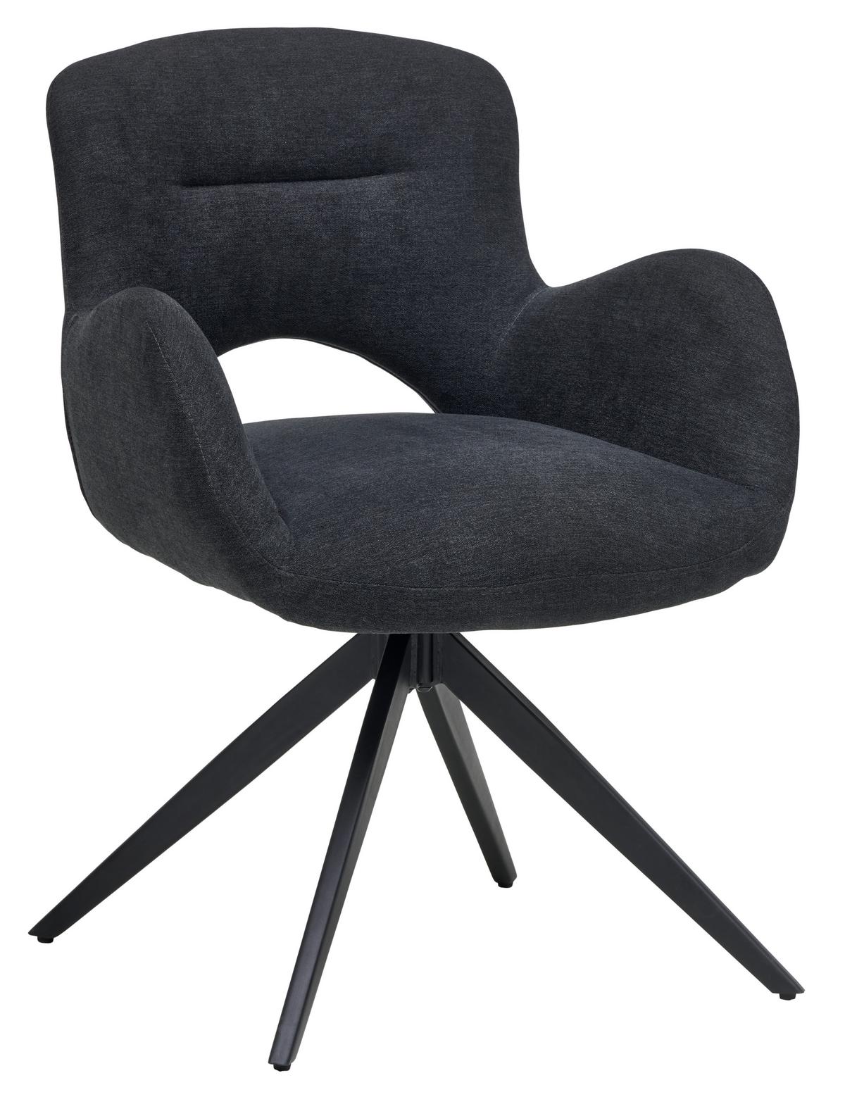 KRZESŁO Z PODŁOKIETNIKAMI ELLA - czarny, Modern, metal/drewno (62/84/62cm) - Livetastic