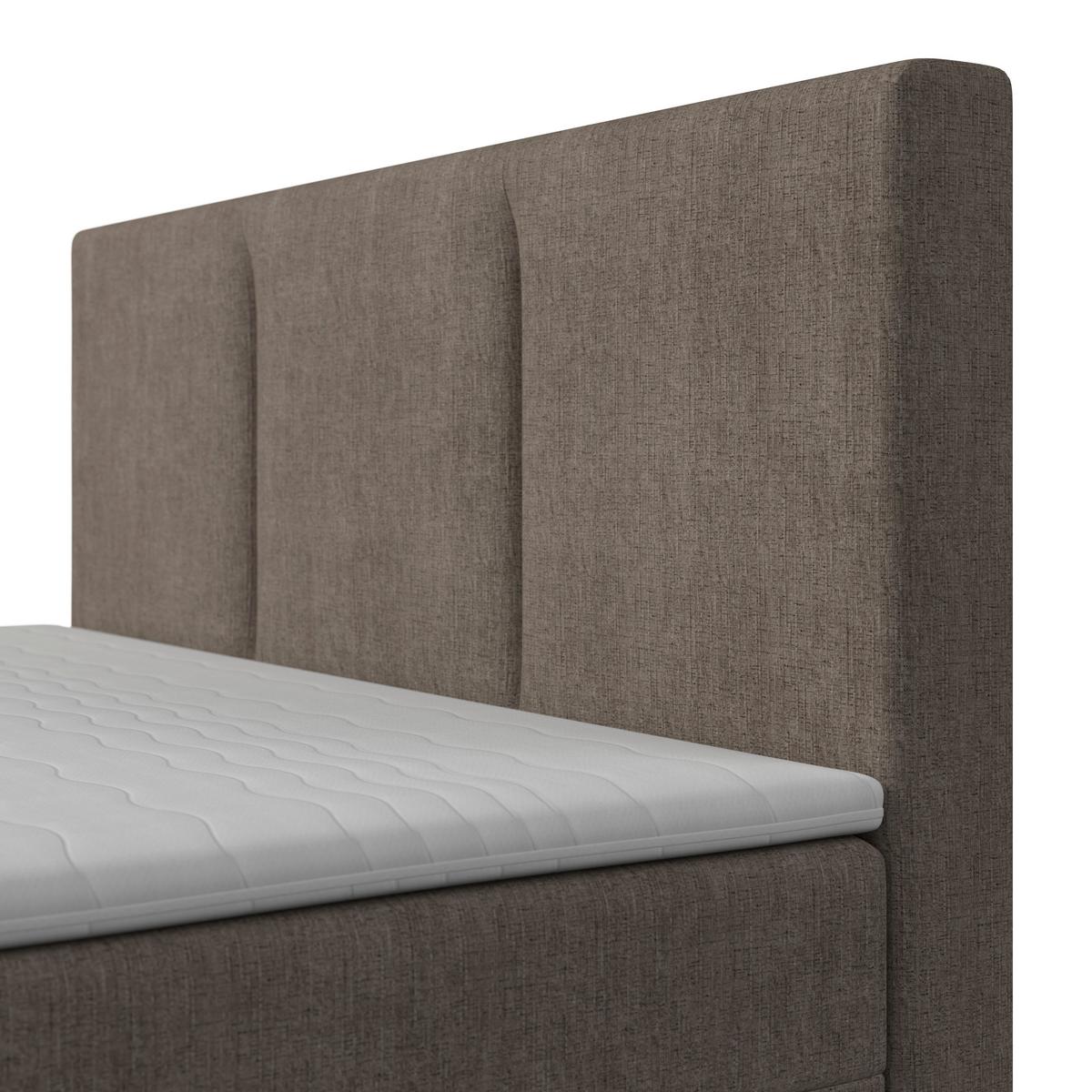 Lit Monza, env. 180/200 cm Braun inkl. Topper - couleur de chêne/marron, Modern, textile/bois (180/200cm) - Bessagi Home