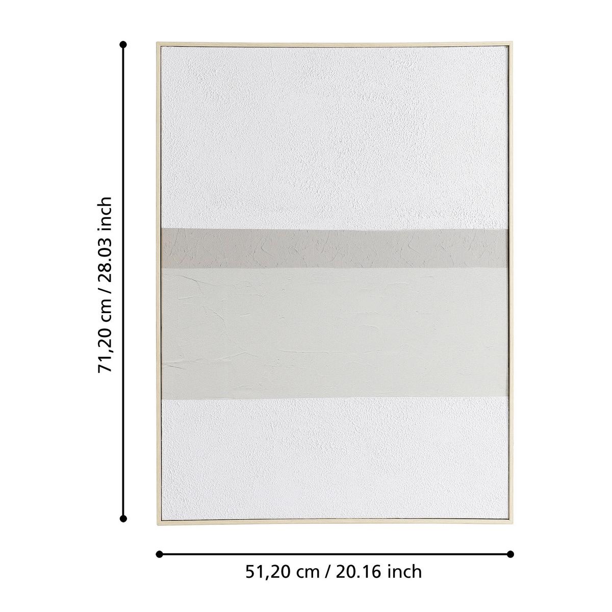 Leinwandbild Kijal Weiß/Taupe ca. 51x71cm - Taupe/Weiß, Trend, Kunststoff/Textil (51,2/5,1/71,2cm) - Eglo