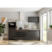 Küchenblock Jazz mit Geräten ca. 260 cm Schwarz - Eichefarben/Schwarz, LIFESTYLE, Holzwerkstoff/Kunststoff (260cm) - P & B