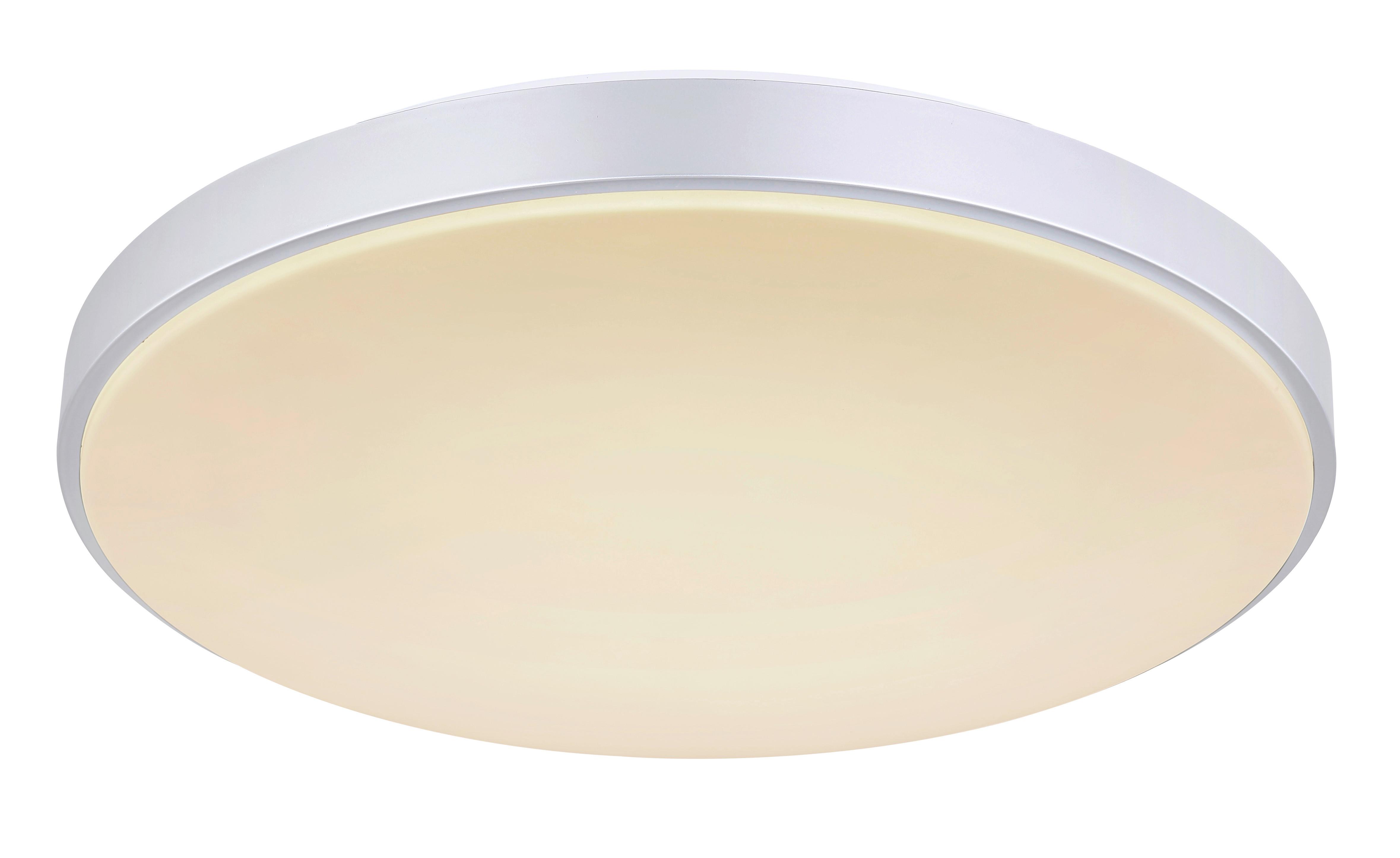 LED-Deckenleuchte Sonny in Silberfarben max. 18 Watt - Silberfarben/Opal, Basics, Kunststoff/Metall (41/6cm) - Globo