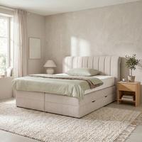 Boxspringbett Belano Beige ca. 200x200cm - Beige, KONVENTIONELL, Holz/Holzwerkstoff (200/200cm) - Premium Living