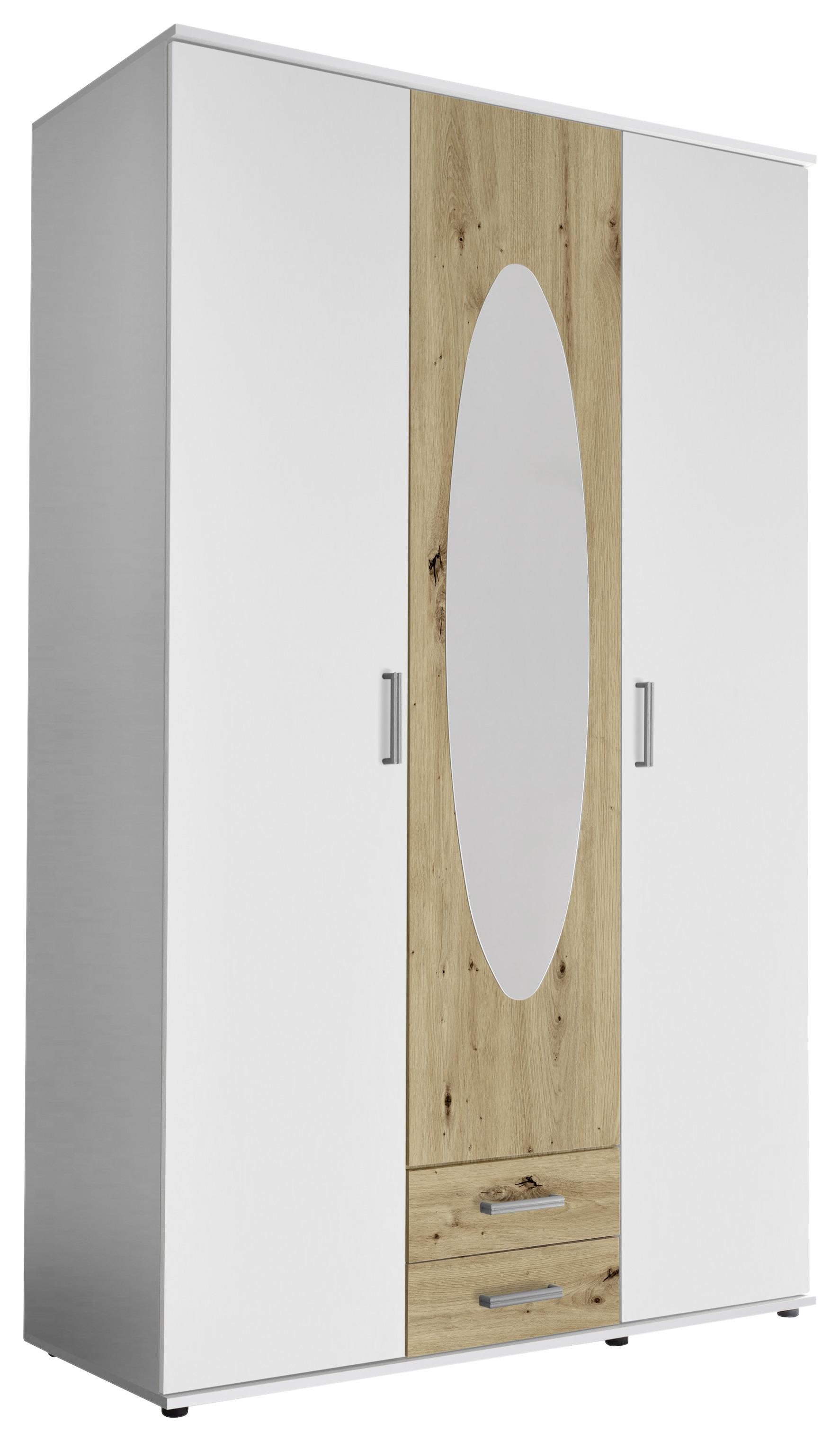 Ormar S Klasičnim Vratima Paul - bijela/hrast Artisan, Romantik / Landhaus, staklo/drvni materijal (120/195/55cm) - Based