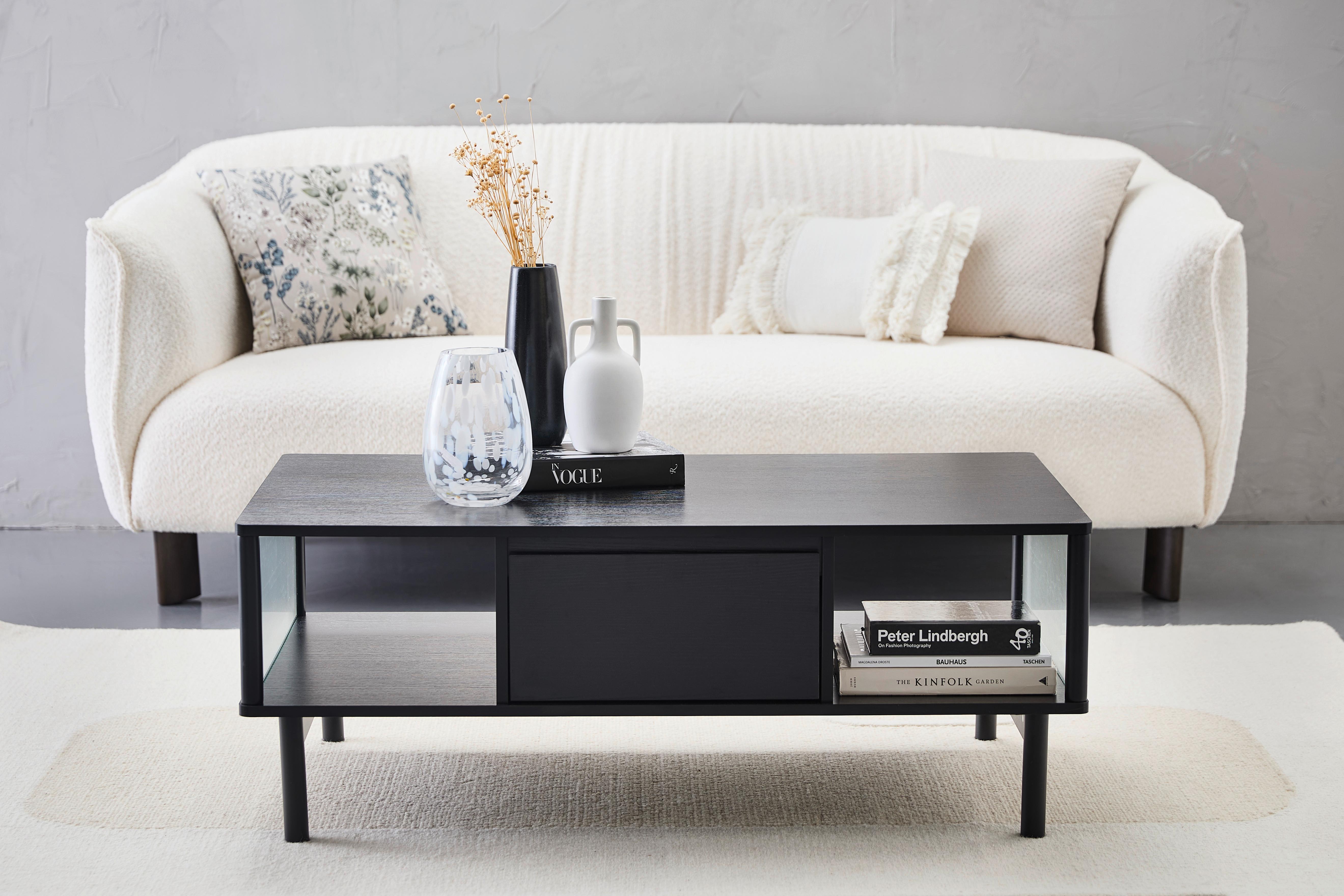 STOLIK KAWOWY NORDIC - czarny, Design, materiał drewnopochodny/drewno (110/42/60cm) - MID.YOU
