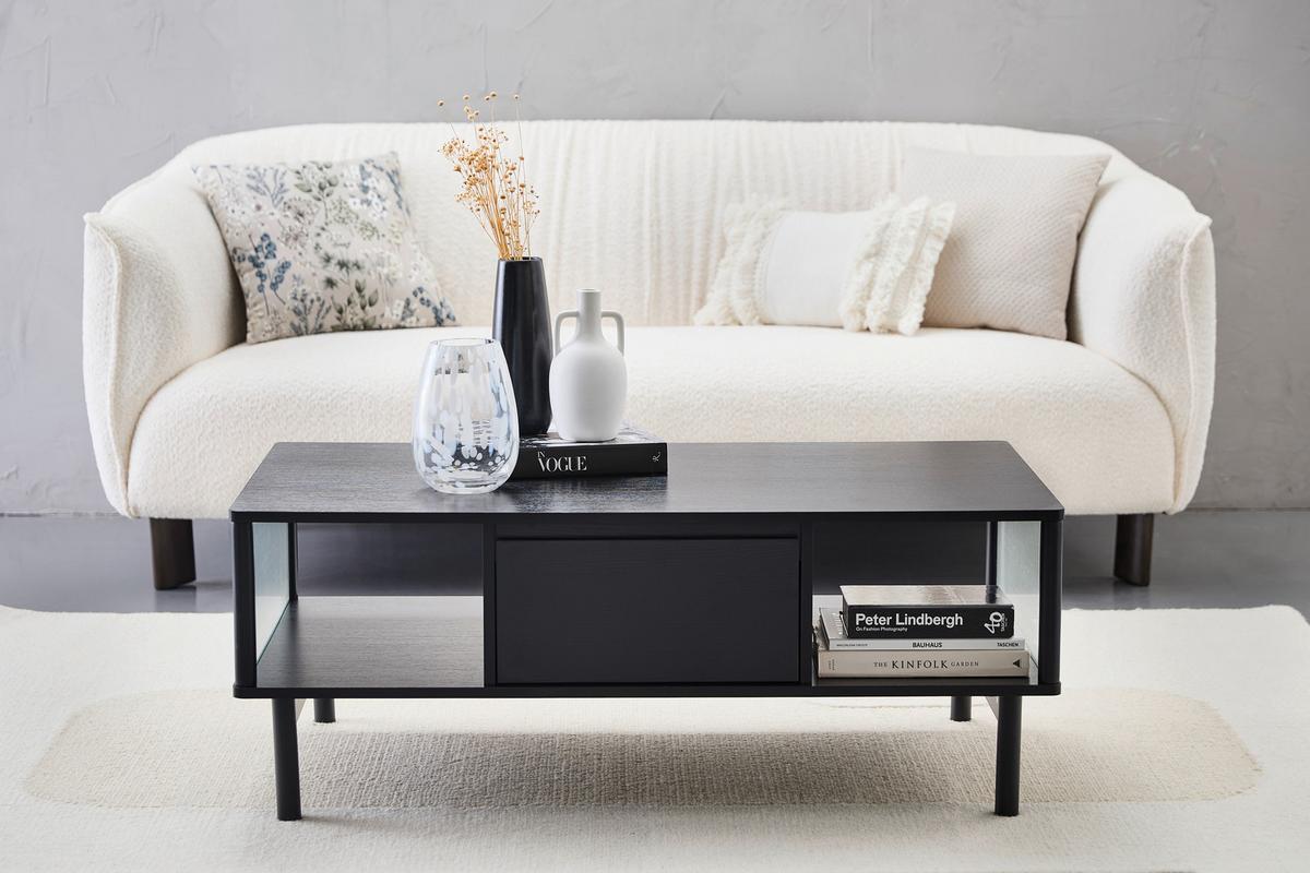 STOLIK KAWOWY NORDIC - czarny, Design, materiał drewnopochodny/drewno (110/42/60cm) - MID.YOU