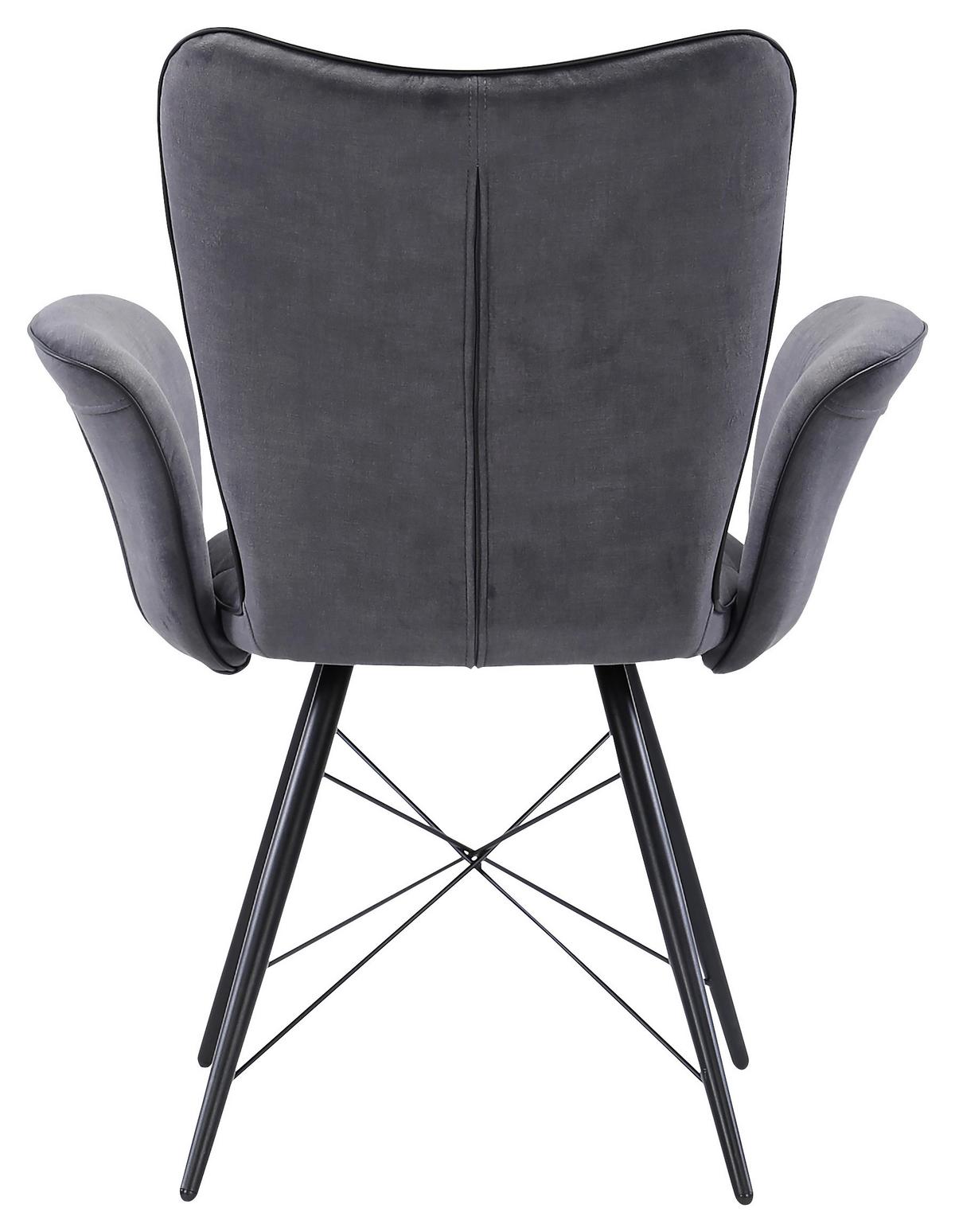 KRZESŁO Z PODŁOKIETNIKAMI CHRISTOPHER   -HOM IN- - czarny/szary, Design, metal/tkanina (72/89/62cm) - Hom`in