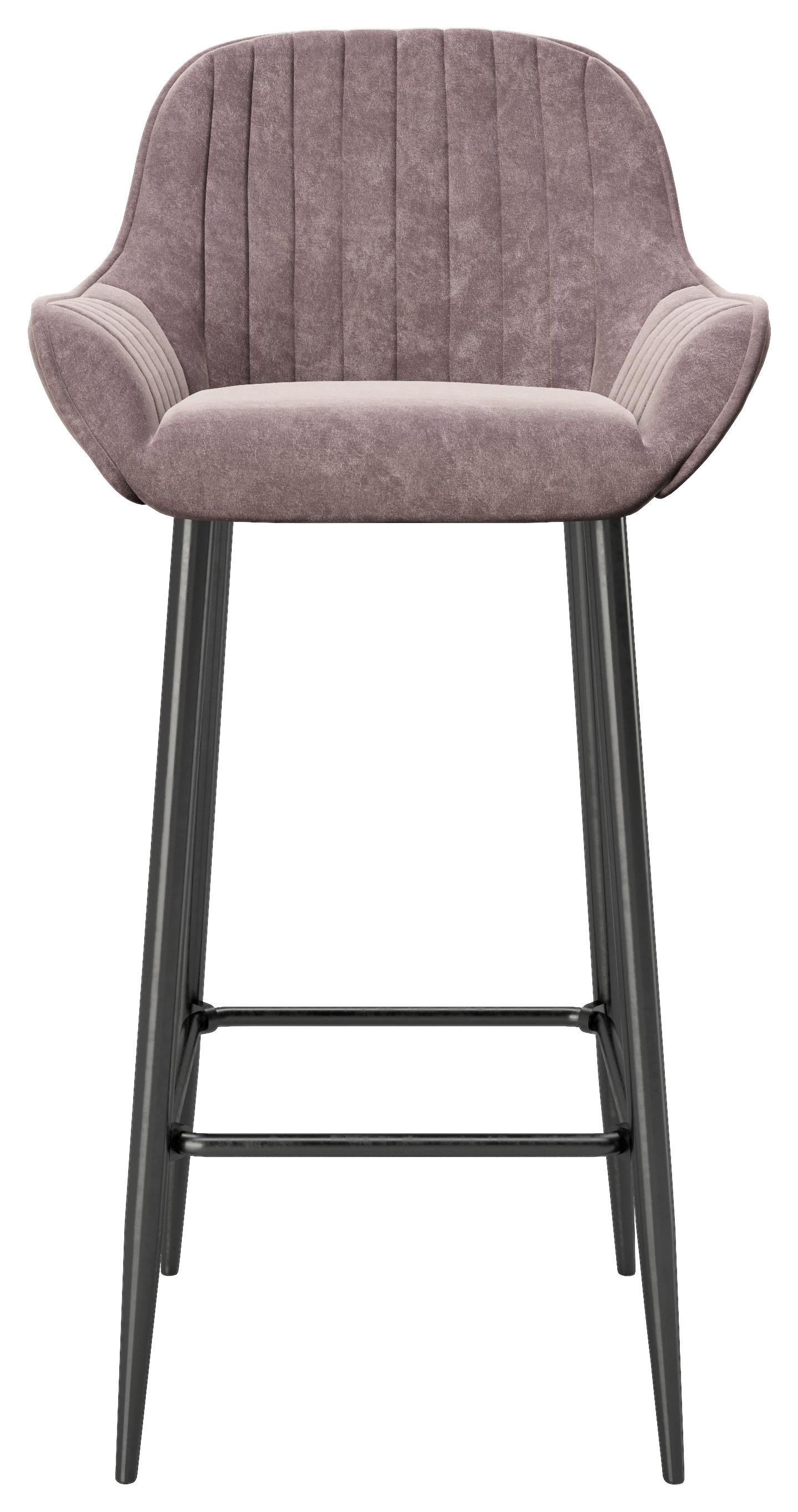 PLAYBOY Barhocker Marilyn 2er-Set Samt Rosa/Schwarz - Schwarz/Rosa, MODERN, Textil/Metall (49/100/46cm) - Playboy