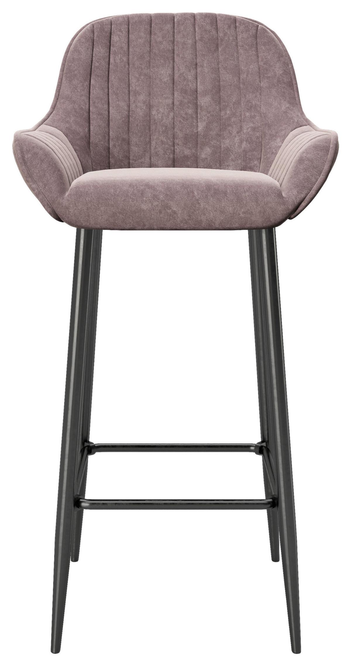 PLAYBOY Barhocker Marilyn 2er-Set Samt Rosa/Schwarz - Schwarz/Rosa, MODERN, Textil/Metall (49/100/46cm) - Playboy