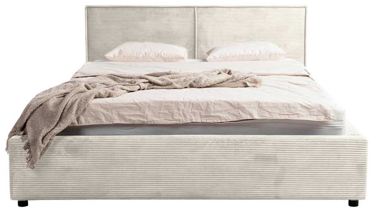 Oblazinjena Postelja Inez, Krem Barva, 180x200cm - črna/krem barve, Moderno, kovina/tekstil (180/200cm) - P & B