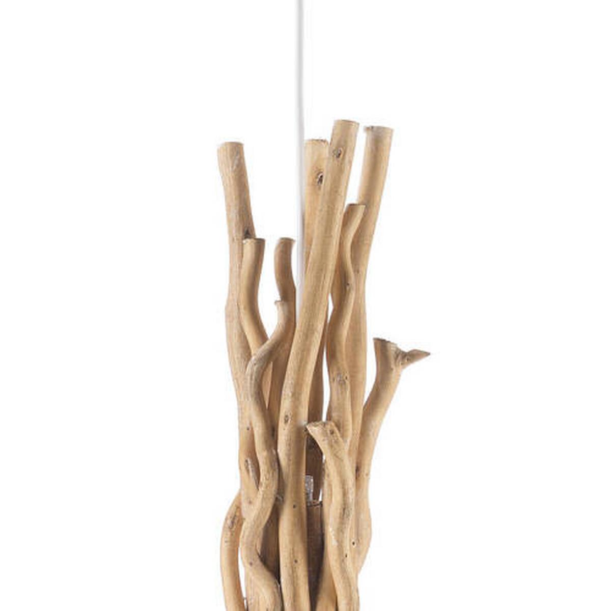 Hängeleuchte Woody Weiß/Hellbraun max. 22 Watt - Hellbraun/Weiß, Natur, Holz/Textil (45/110cm)