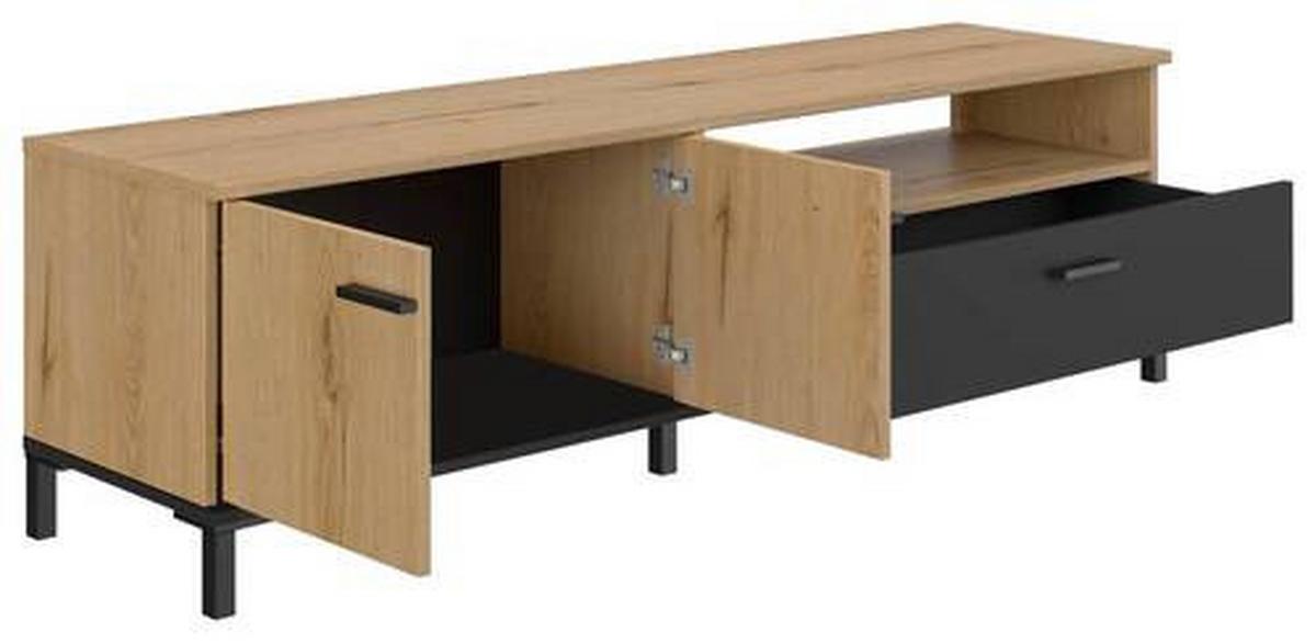 Tv-element Trust, Črna, Barva Hrasta - črna/barve hrasta, Moderno, umetna masa/leseni material (160/47/40cm) - MID.YOU