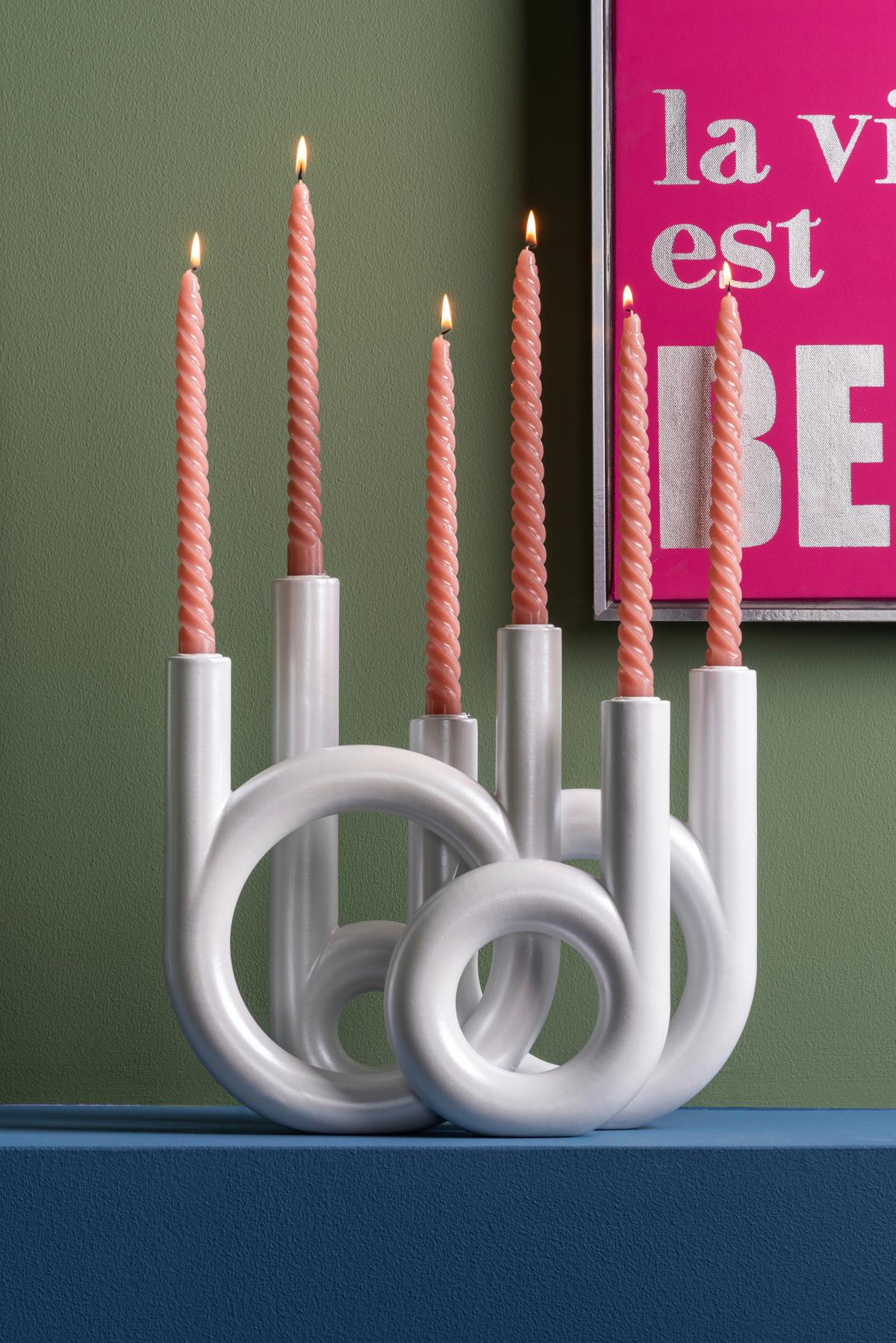 ŚWIECZNIK PT4157WH - biały, Basics, kamień (35/32,5/13,5cm) - Present Time