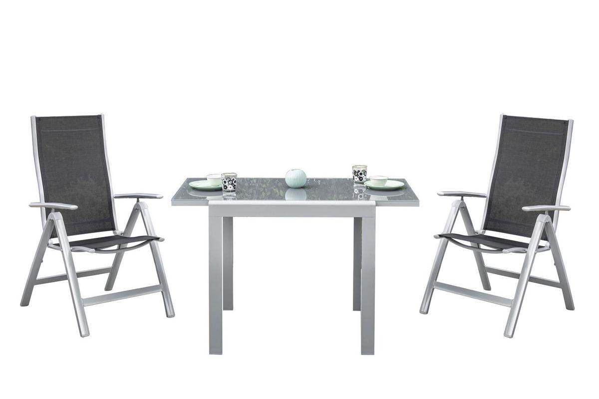 Set Za Balkon Carrara, 3-Delno, Črna - črna, Romantika, kovina/tekstil - Gardenson