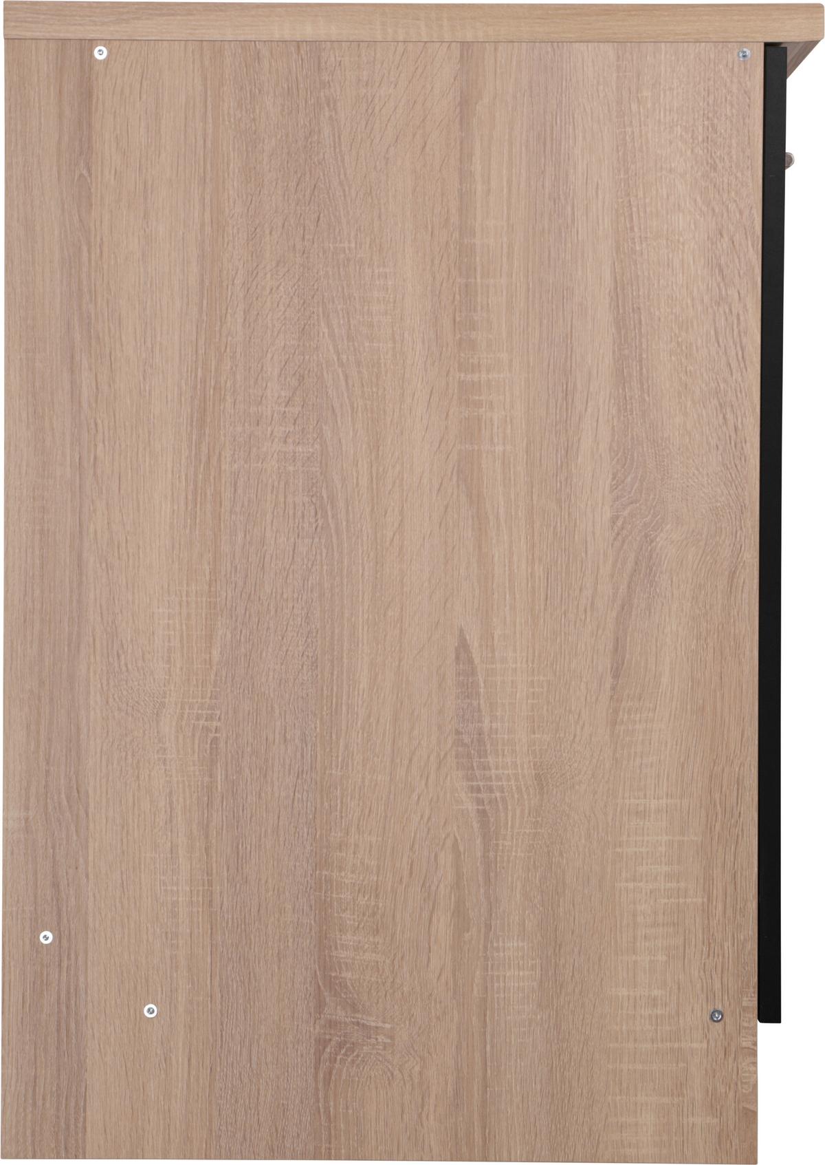 Spodnja Omarica Za Korito Merle, Barva Hrasta, Črna - srebrne barve/črna, Basics, kovina/leseni material (100/84,8/60cm) - Respekta