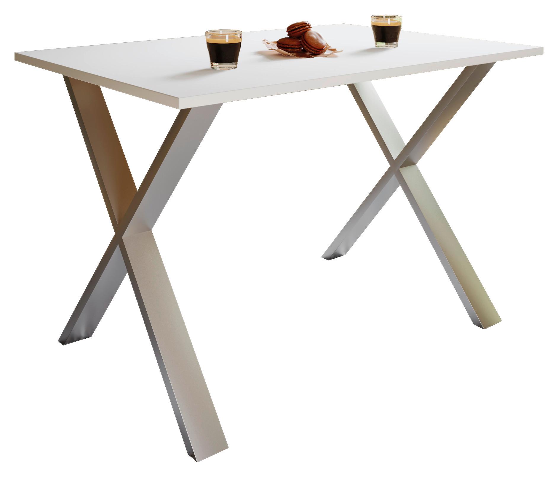 Jedilna Miza Xona, Bela, Srebrna - srebrne barve/bela, Basics, kovina/leseni material (140/76/80cm) - MID.YOU