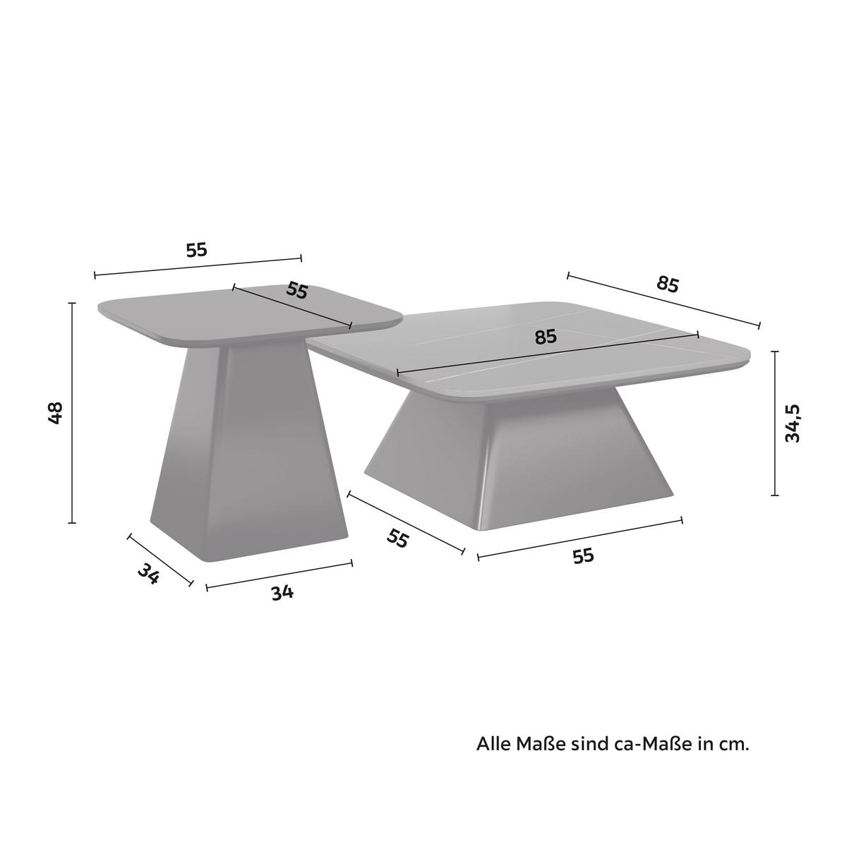 Couchtisch Thiago Schwarz 2-er Set MDF/Stein - Schwarz, MODERN, Holzwerkstoff/Stein - Bessagi Home