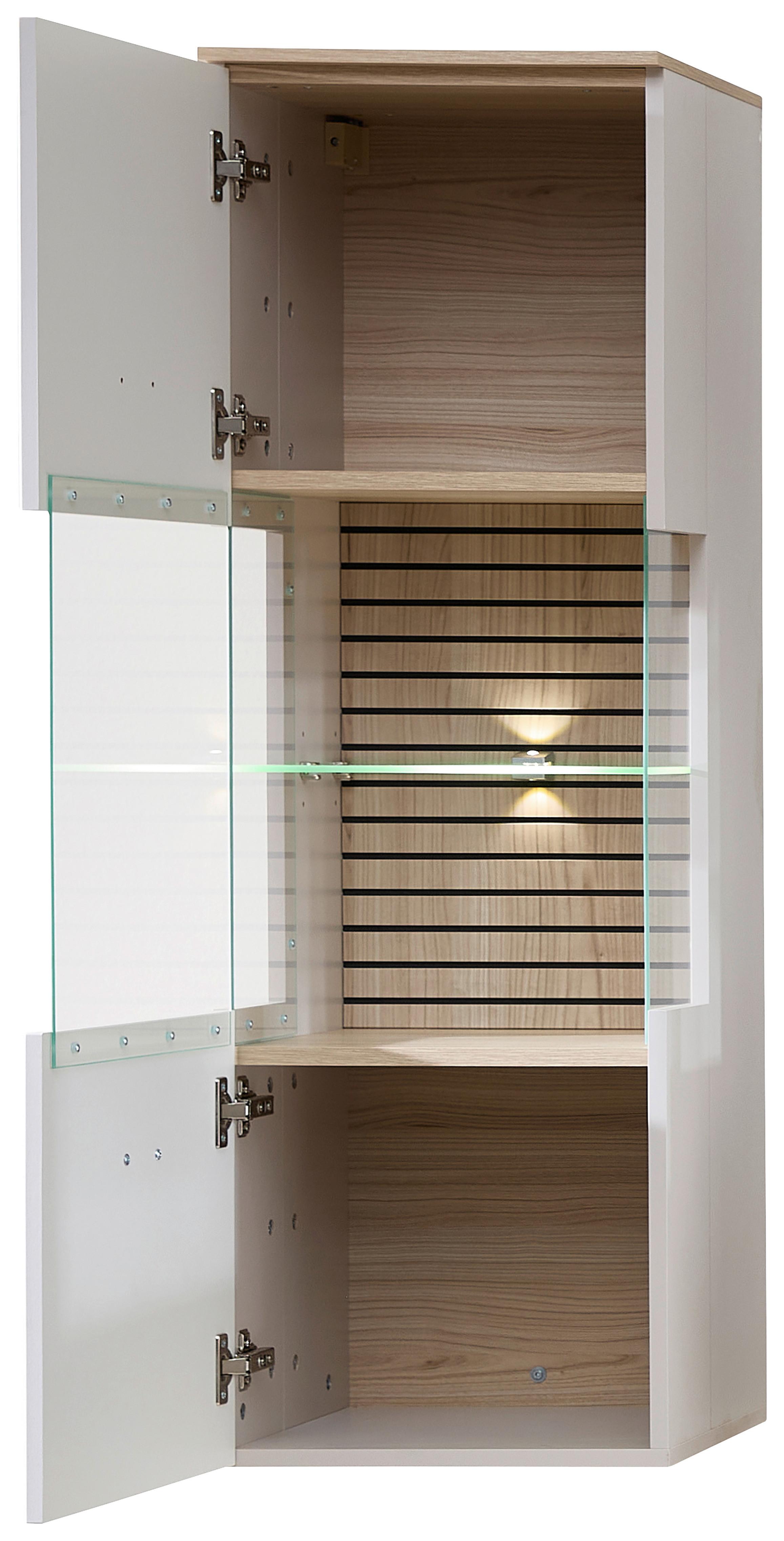 Hängevitrine Memphis Eichefarben/Kaschmir - Kaschmir/Eichefarben, MODERN, Holzwerkstoff/Metall (40/124/36cm) - Premium Living