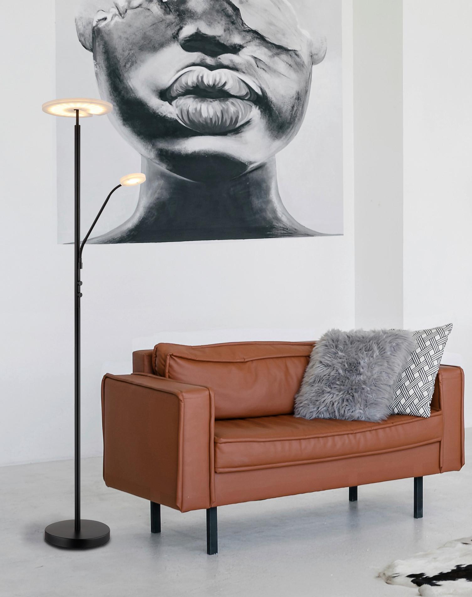 LED-STEHLEUCHTE 59093S STANFORD - Klar/Schwarz, Design, Kunststoff/Metall (30/180cm) - Globo