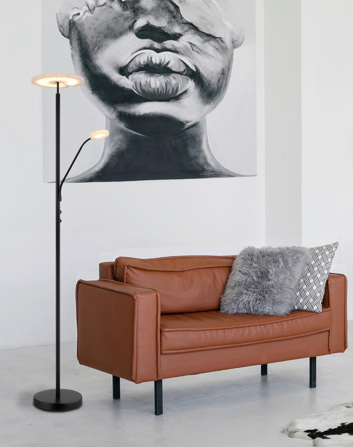 LED-STEHLEUCHTE 59093S STANFORD - Klar/Schwarz, Design, Kunststoff/Metall (30/180cm) - Globo