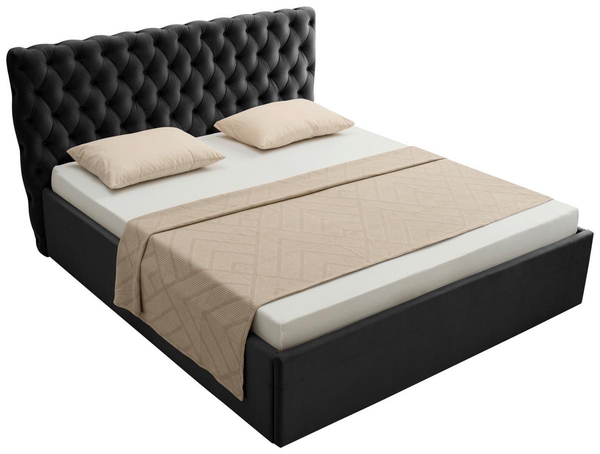 Polsterbett Katar Schwarz ca. 160x200cm - Schwarz, KONVENTIONELL, Textil (160/200cm) - Mömax