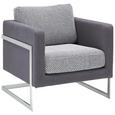 Sessel in Schwarz/Weiß/dunkelgrau - Edelstahlfarben/Dunkelgrau, MODERN, Textil/Metall (83/85/73cm) - PREMIUM LIVING
