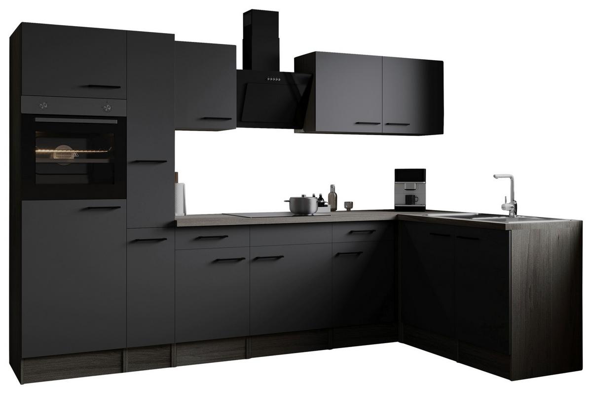 Kotna Kuhinja Z Aparati Oliver, 310x172cm - črna/barve hrasta, Design, kovina/leseni material (310/172cm) - Respekta