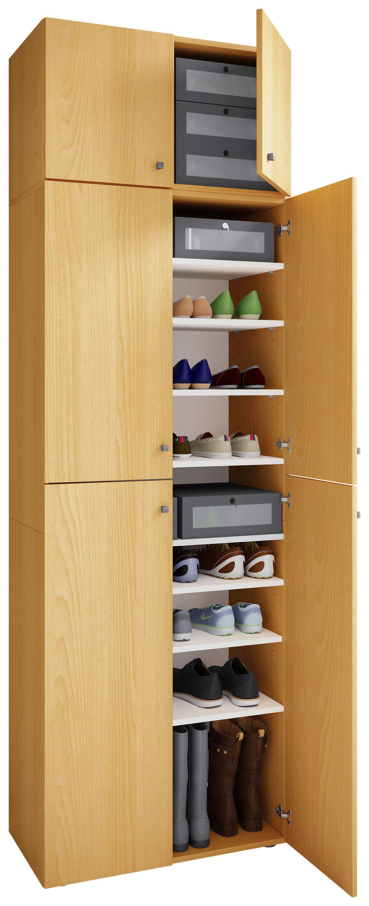 Schuhschrank Lona XXL ca.70x223x39cm Buchefarben - Buchefarben/Schwarz, MODERN, Holzwerkstoff/Kunststoff (70/223/39cm) - MID.YOU