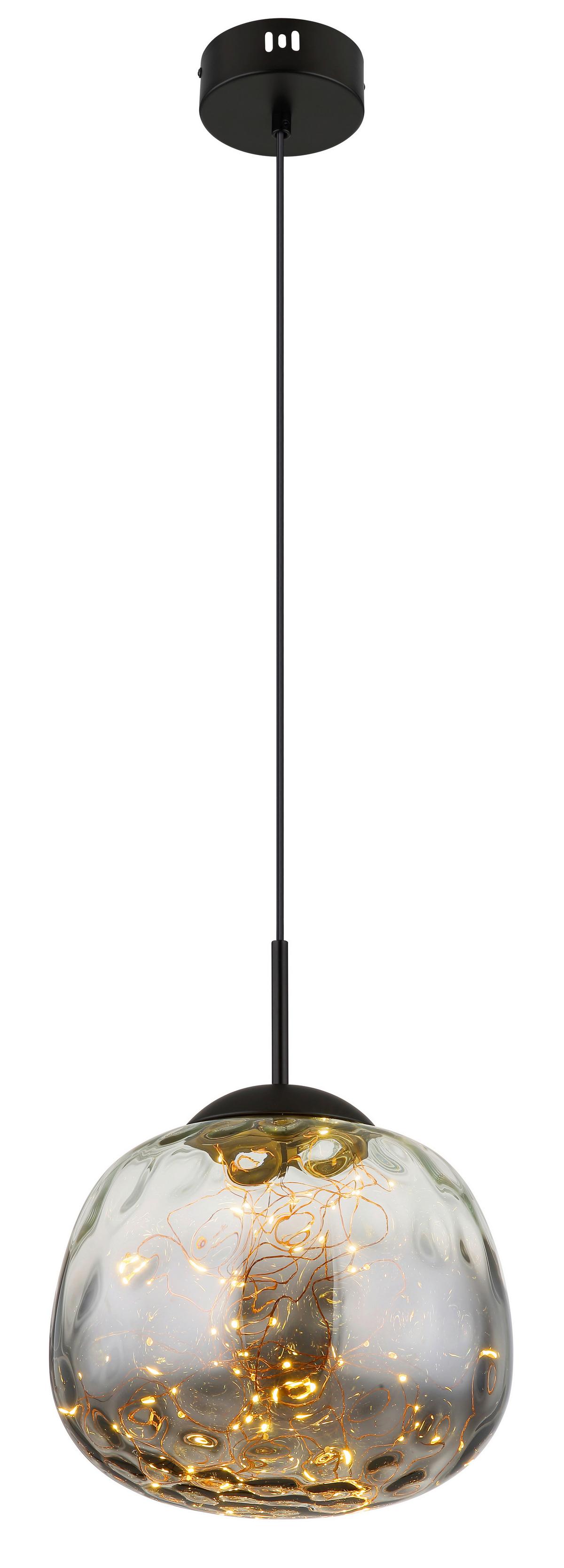 Viseča Led-svetilka 15642 Firefly - črna/prozorno, Design, kovina/steklo (30/120cm) - Globo