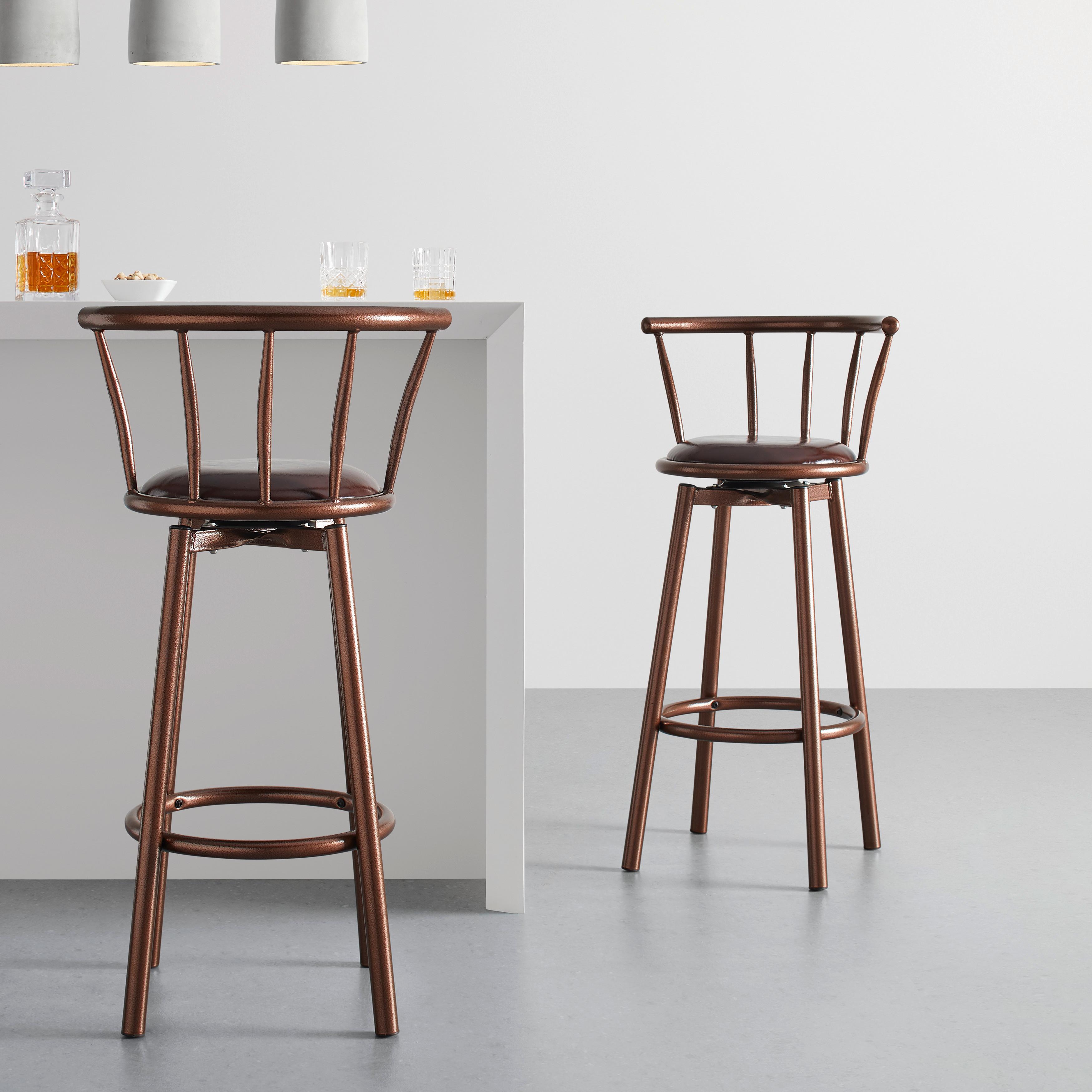 Barhocker-Set Fabio Braun Lederlook Gepolstert - Braun, MODERN, Holz/Textil (43/96/52cm) - Bessagi Home