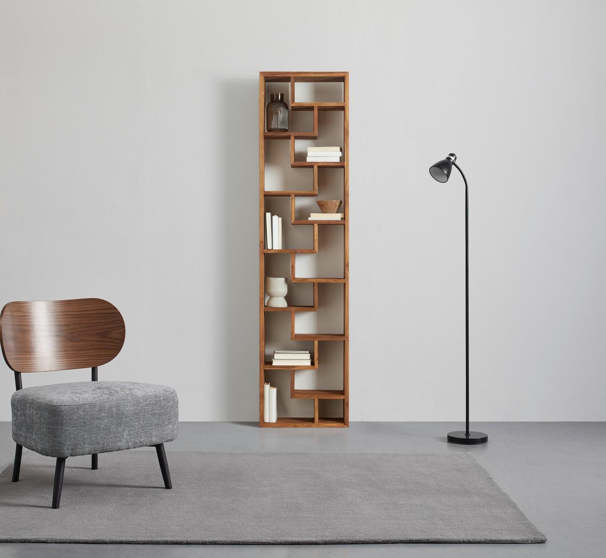 Regal Koray, Tikovina - barva tikovine, Trendi, les (50/200/20cm) - ecoTree