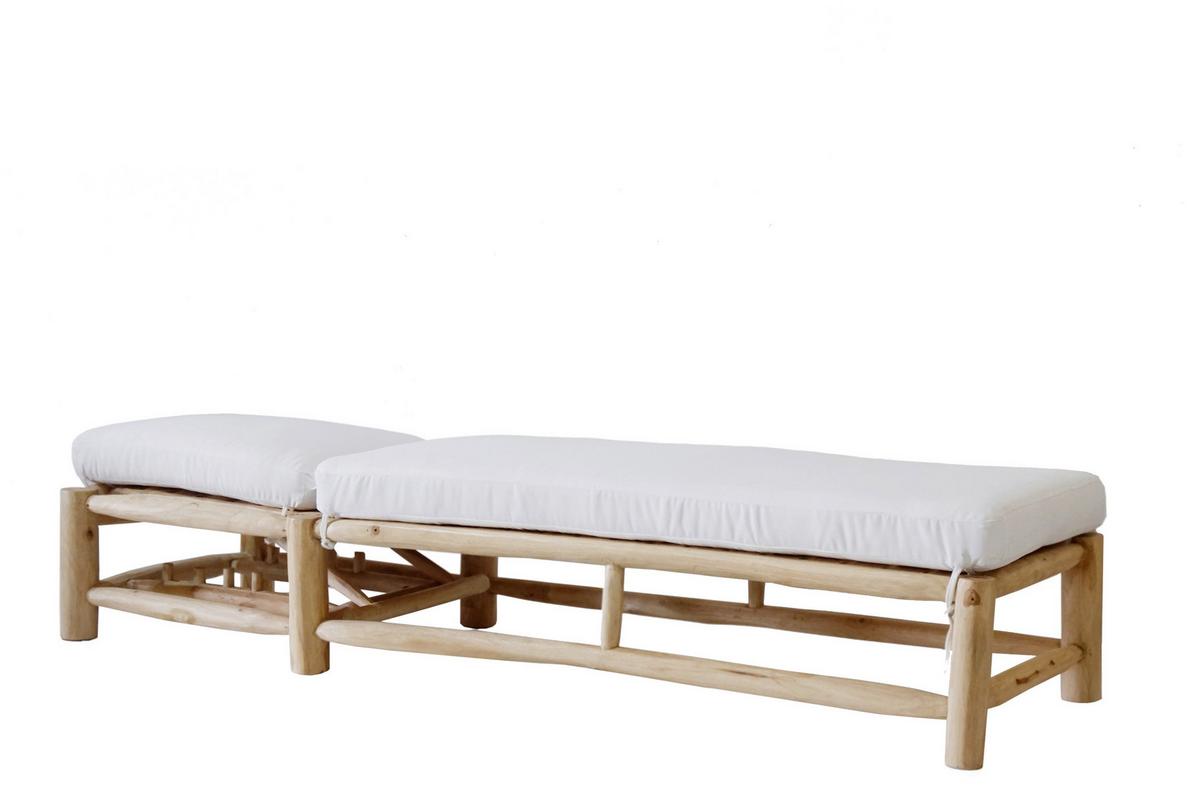 Gartenliege Naturfarben - Weiß/Naturfarben, Design, Holz/Textil (200/44/80cm) - Gardenson