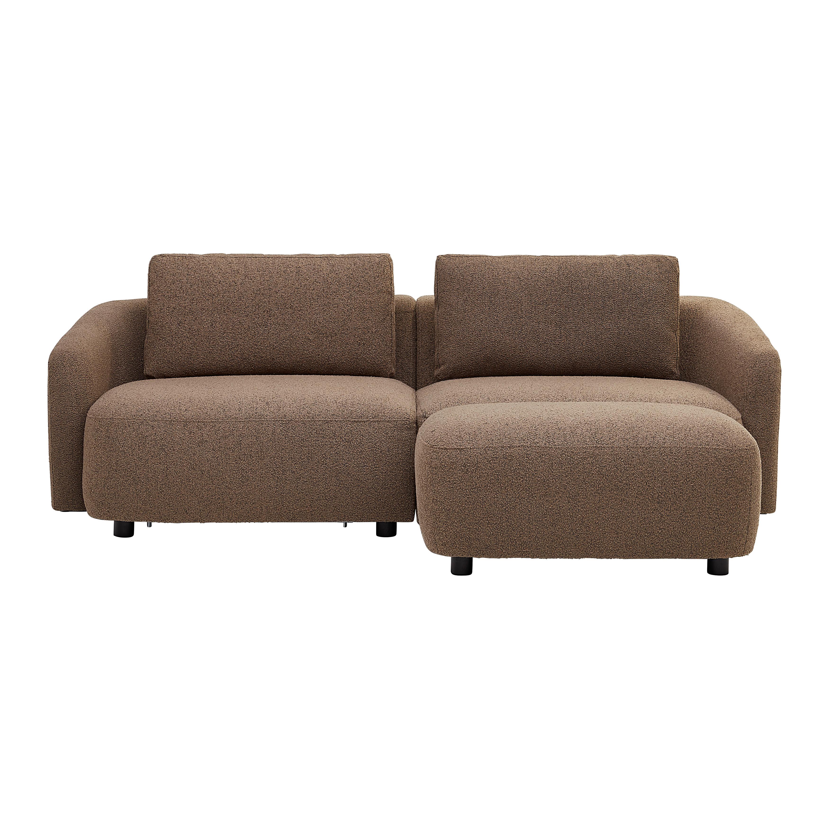 Wohnlandschaft Tiva Naturfarben - Schwarz/Braun, Modern, Holz/Textil (220/70/95cm) - Mömax