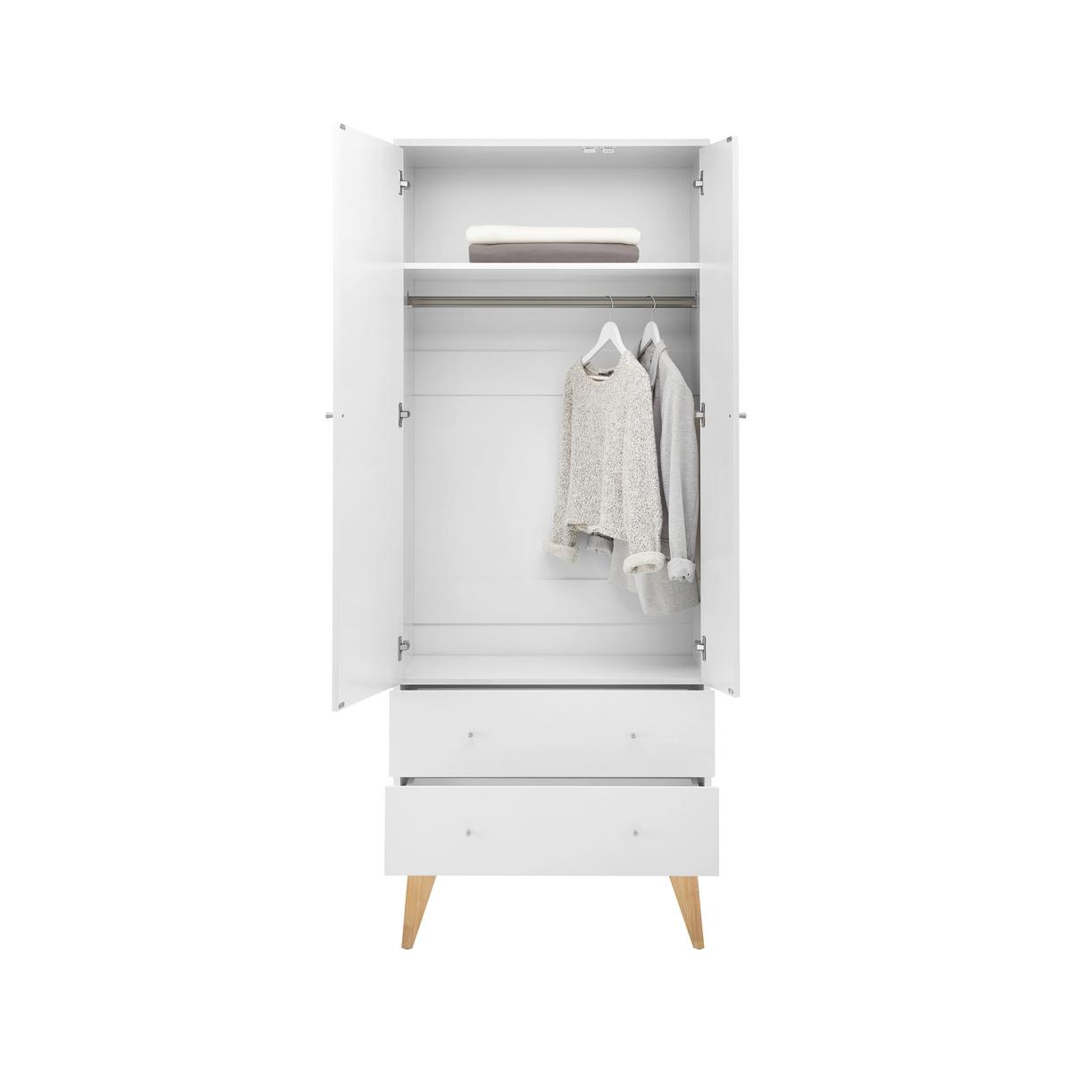Drehtürenschrank Milo Weiß ca. 80x205x55 cm - Silberfarben/Weiß, MODERN, Holz/Metall (80/205/55cm) - Bessagi Home