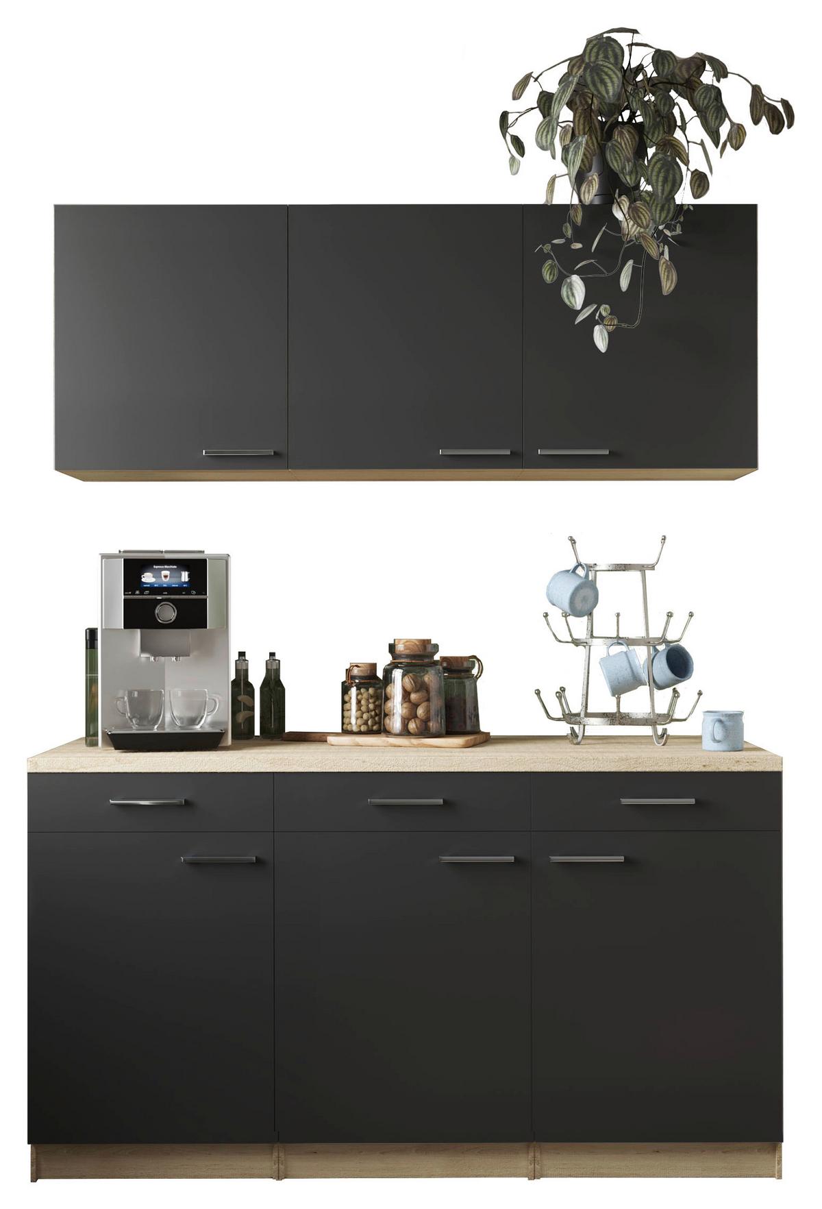 Majhna Kuhinja Merle, 150cm - srebrne barve/črna, Basics, kovina/leseni material (150cm) - Respekta