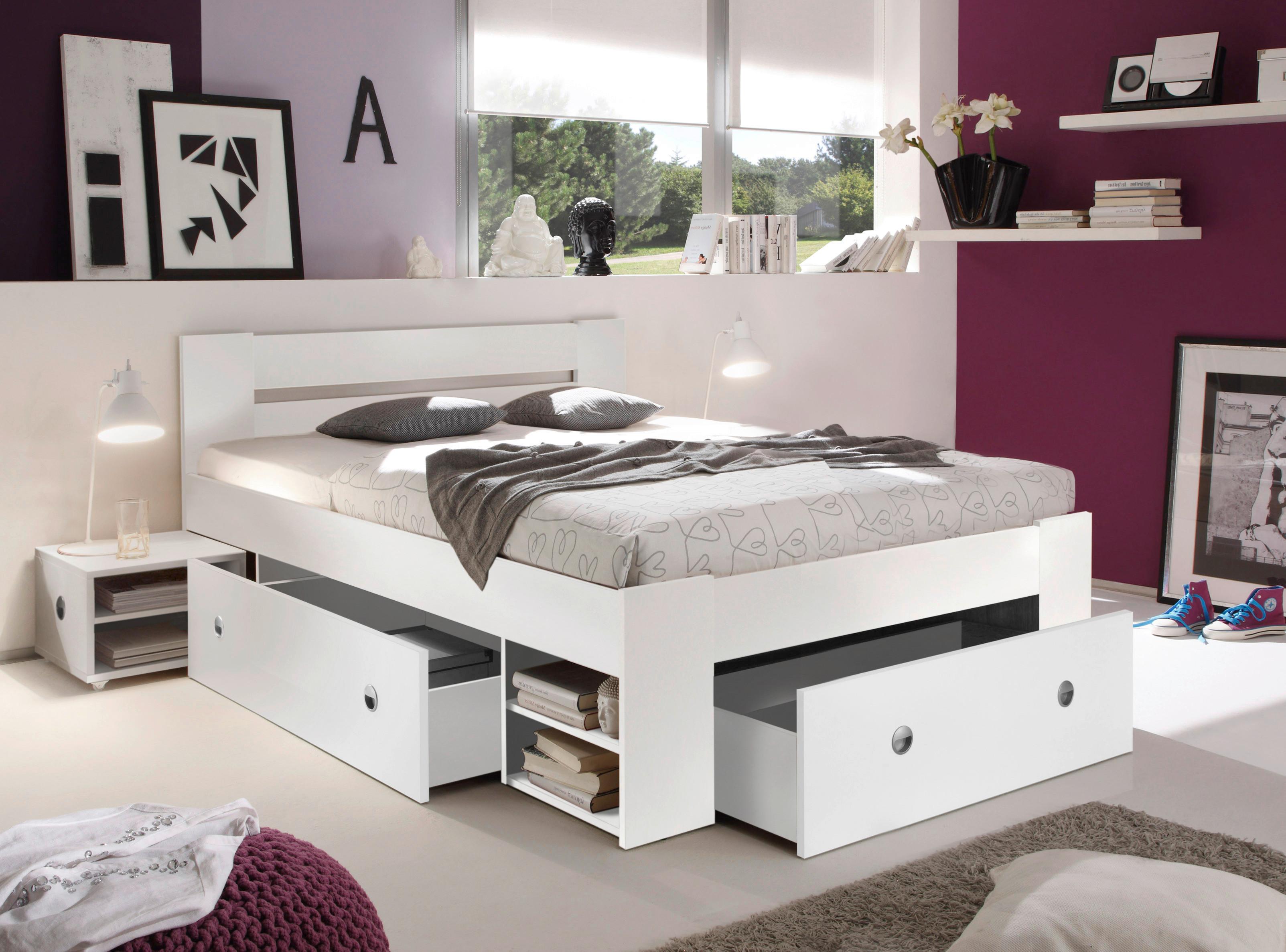 Posteljna Garnitura Stefan, S Predali, 140x200 - bela, Moderno, leseni material (140/200cm) - Boxxx