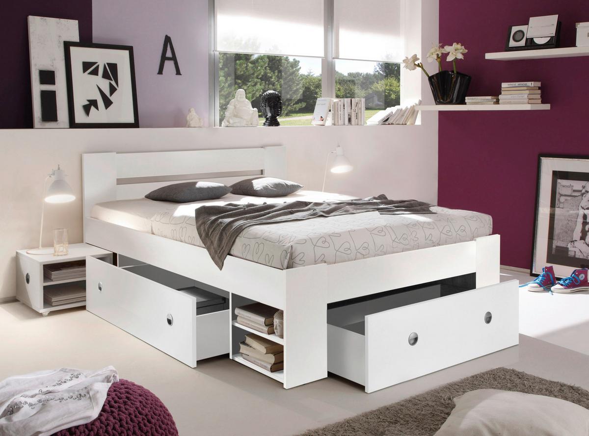 Posteljna Garnitura Stefan, S Predali, 140x200 - bela, Moderno, leseni material (140/200cm) - Boxxx